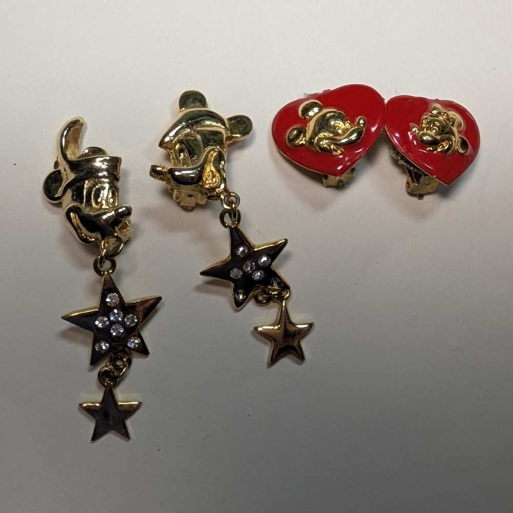 Wendy Gell two pair of Mickey Mouse earrings Disney.